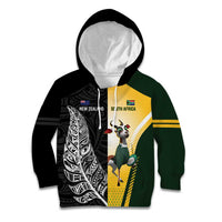 New Zealand and South Africa Rugby Custom Kid Hoodie Maori Silver Fern Springbok Together LT14 Hoodie Black - Polynesian Pride