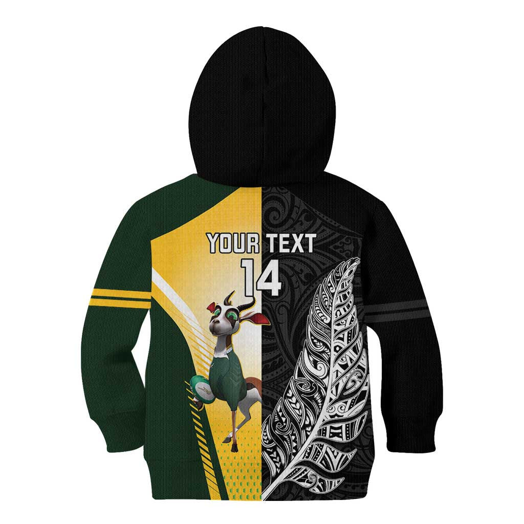 New Zealand and South Africa Rugby Custom Kid Hoodie Maori Silver Fern Springbok Together LT14 - Polynesian Pride