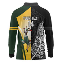 New Zealand and South Africa Rugby Custom Long Sleeve Polo Shirt Maori Silver Fern Springbok Together LT14 - Polynesian Pride