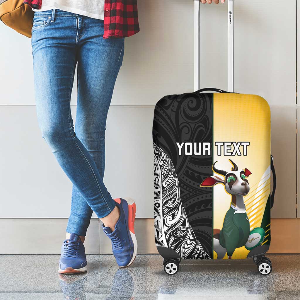 New Zealand and South Africa Rugby Custom Luggage Cover Maori Silver Fern Springbok Together LT14 - Polynesian Pride