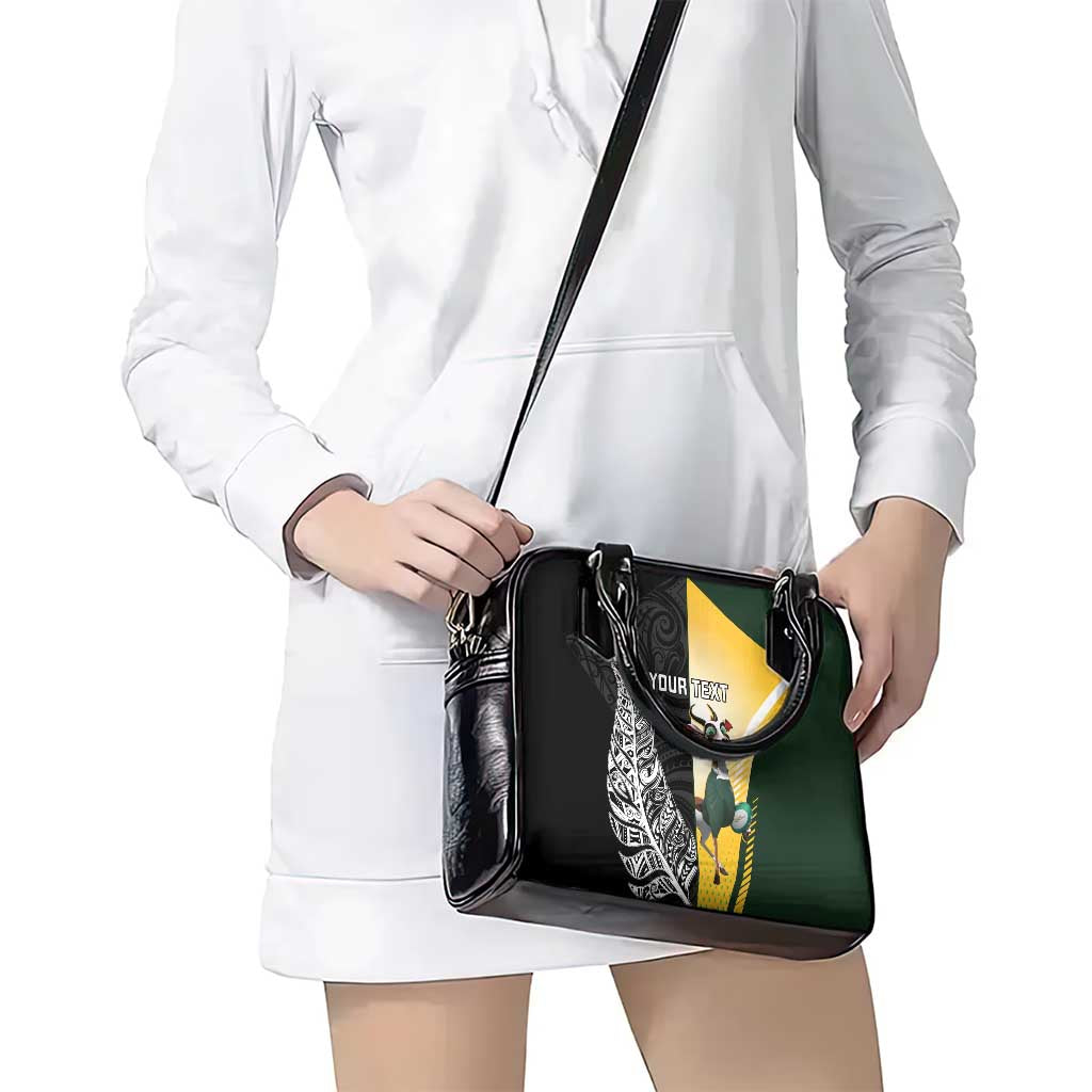 New Zealand and South Africa Rugby Custom Shoulder Handbag Maori Silver Fern Springbok Together - Polynesian Pride