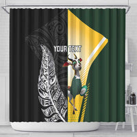 New Zealand and South Africa Rugby Custom Shower Curtain Maori Silver Fern Springbok Together LT14 - Polynesian Pride