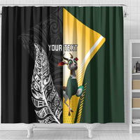New Zealand and South Africa Rugby Custom Shower Curtain Maori Silver Fern Springbok Together LT14 - Polynesian Pride