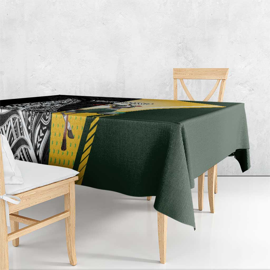 New Zealand and South Africa Rugby Custom Tablecloth Maori Silver Fern Springbok Together - Polynesian Pride