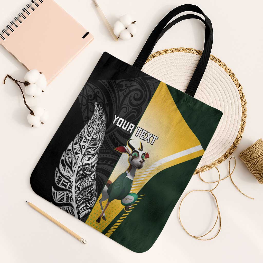 New Zealand and South Africa Rugby Custom Tote Bag Maori Silver Fern Springbok Together LT14 Black Strap One Size Black - Polynesian Pride