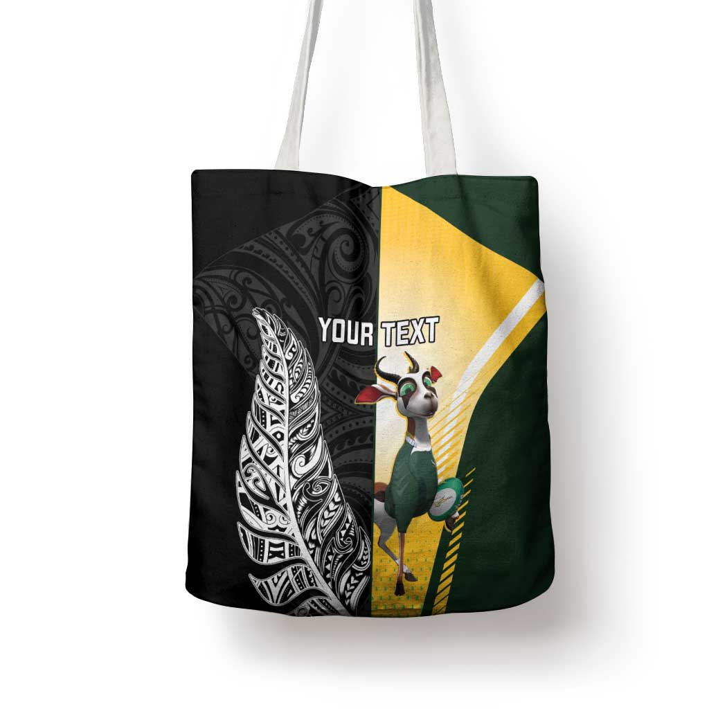 New Zealand and South Africa Rugby Custom Tote Bag Maori Silver Fern Springbok Together LT14 - Polynesian Pride