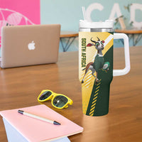 New Zealand and South Africa Rugby Tumbler With Handle Maori Silver Fern Springbok Together LT14 - Polynesian Pride
