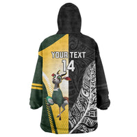 New Zealand and South Africa Rugby Custom Wearable Blanket Hoodie Maori Silver Fern Springbok Together LT14 - Polynesian Pride