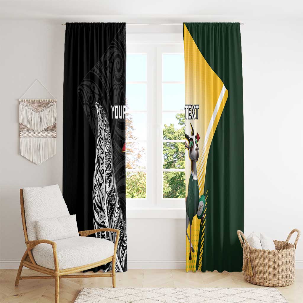 New Zealand and South Africa Rugby Custom Window Curtain Maori Silver Fern Springbok Together - Polynesian Pride