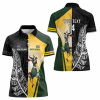 New Zealand and South Africa Rugby Custom Women Polo Shirt Maori Silver Fern Springbok Together LT14 - Polynesian Pride