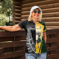 New Zealand and South Africa Rugby Custom Women Polo Shirt Maori Silver Fern Springbok Together LT14 - Polynesian Pride