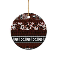 Bula Fiji Ceramic Ornament Fijian Tapa Masi With Hibiscus Flowers LT14 - Polynesian Pride