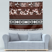 Bula Fiji Tapestry Fijian Tapa Masi With Hibiscus Flowers LT14 - Polynesian Pride