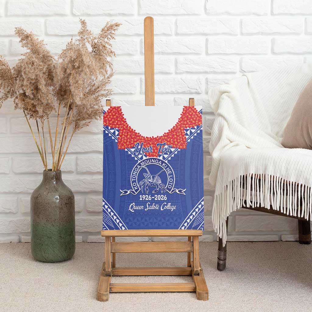 Queen Salote College 100 Years Personalized Canvas Wall Art Tonga QSC Heilala Lei Blue Ngatu Pattern