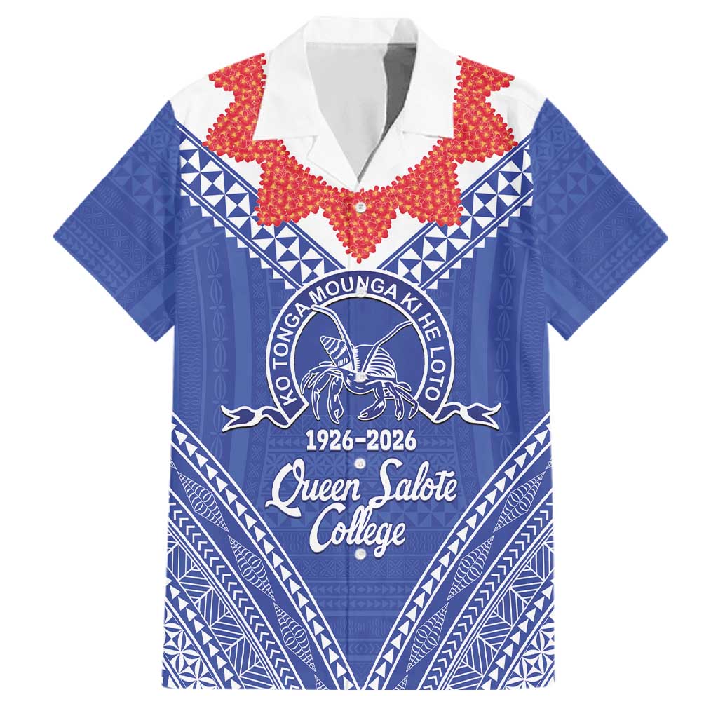 Queen Salote College 100 Years Personalized Family Matching Mermaid Dress and Hawaiian Shirt Tonga QSC Heilala Lei Blue Ngatu Pattern LT14 Dad's Shirt - Short Sleeve Blue - Polynesian Pride