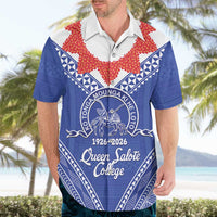 Queen Salote College 100 Years Personalized Hawaiian Shirt Tonga QSC Heilala Lei Blue Ngatu Pattern