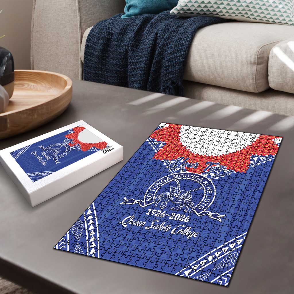 Queen Salote College 100 Years Personalized Puzzle Tonga QSC Heilala Lei Blue Ngatu Pattern