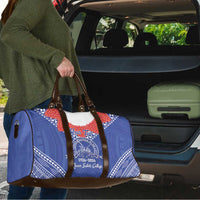 Queen Salote College 100 Years Personalized Travel Bag Tonga QSC Heilala Lei Blue Ngatu Pattern