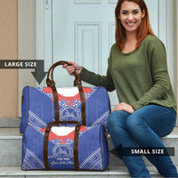 Queen Salote College 100 Years Personalized Travel Bag Tonga QSC Heilala Lei Blue Ngatu Pattern