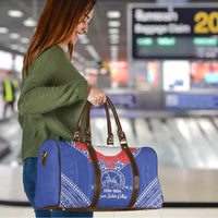 Queen Salote College 100 Years Personalized Travel Bag Tonga QSC Heilala Lei Blue Ngatu Pattern
