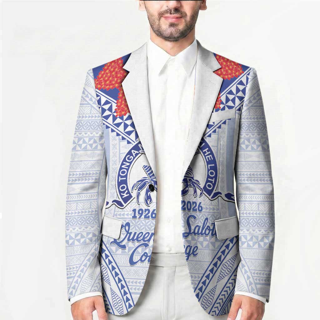 Queen Salote College 100 Years Personalized Blazer Tonga QSC Heilala Lei White Ngatu Pattern