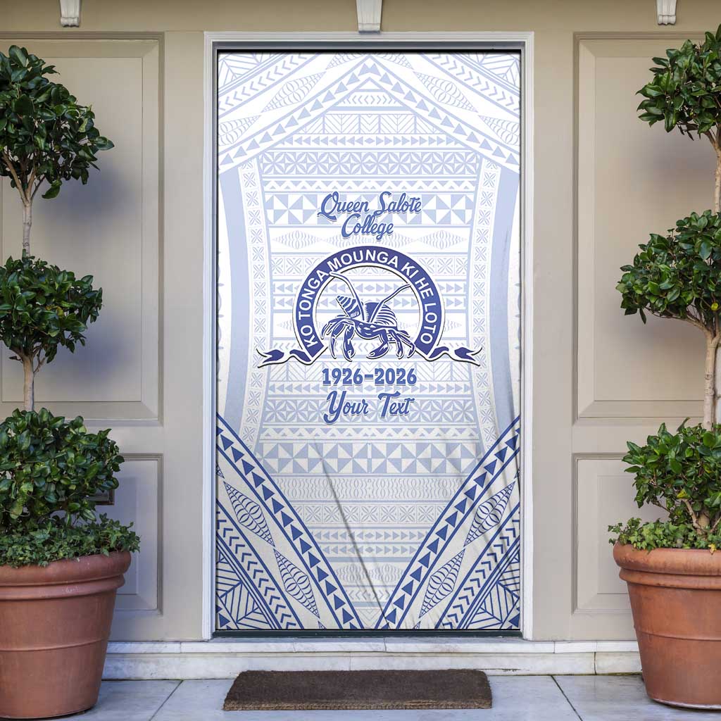 Queen Salote College 100 Years Personalized Door Cover Tonga QSC Heilala Lei White Ngatu Pattern