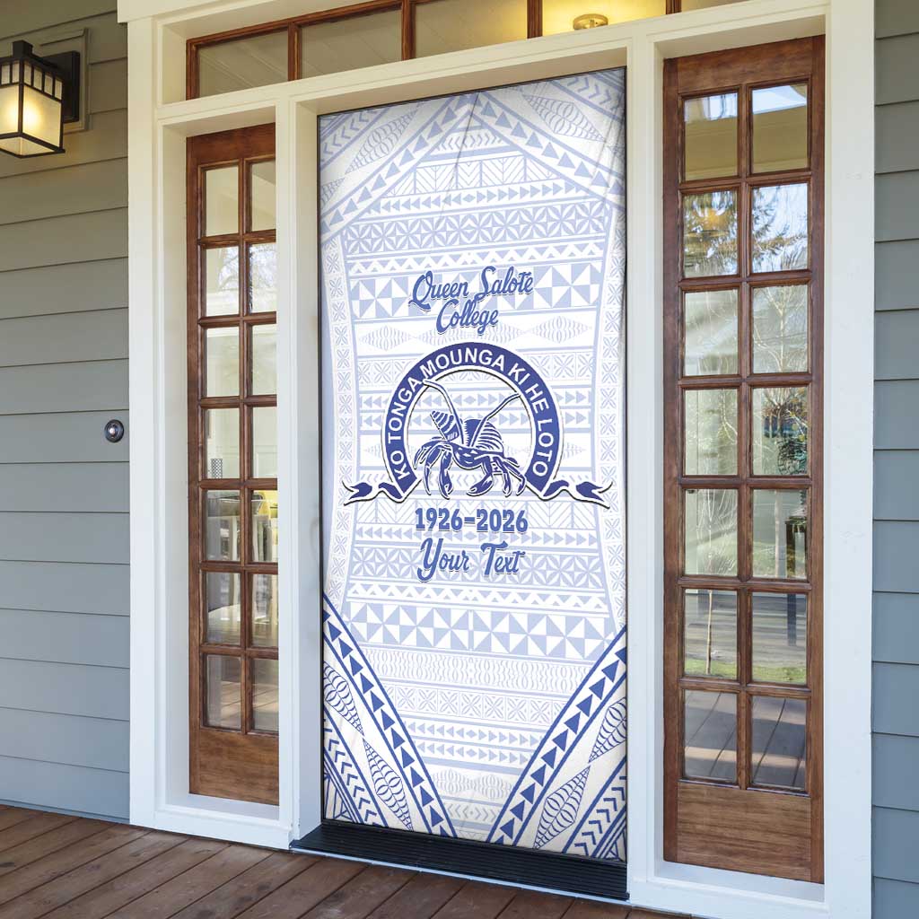 Queen Salote College 100 Years Personalized Door Cover Tonga QSC Heilala Lei White Ngatu Pattern