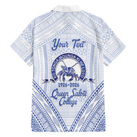 Queen Salote College 100 Years Personalized Family Matching Mermaid Dress and Hawaiian Shirt Tonga QSC Heilala Lei White Ngatu Pattern LT14 - Polynesian Pride