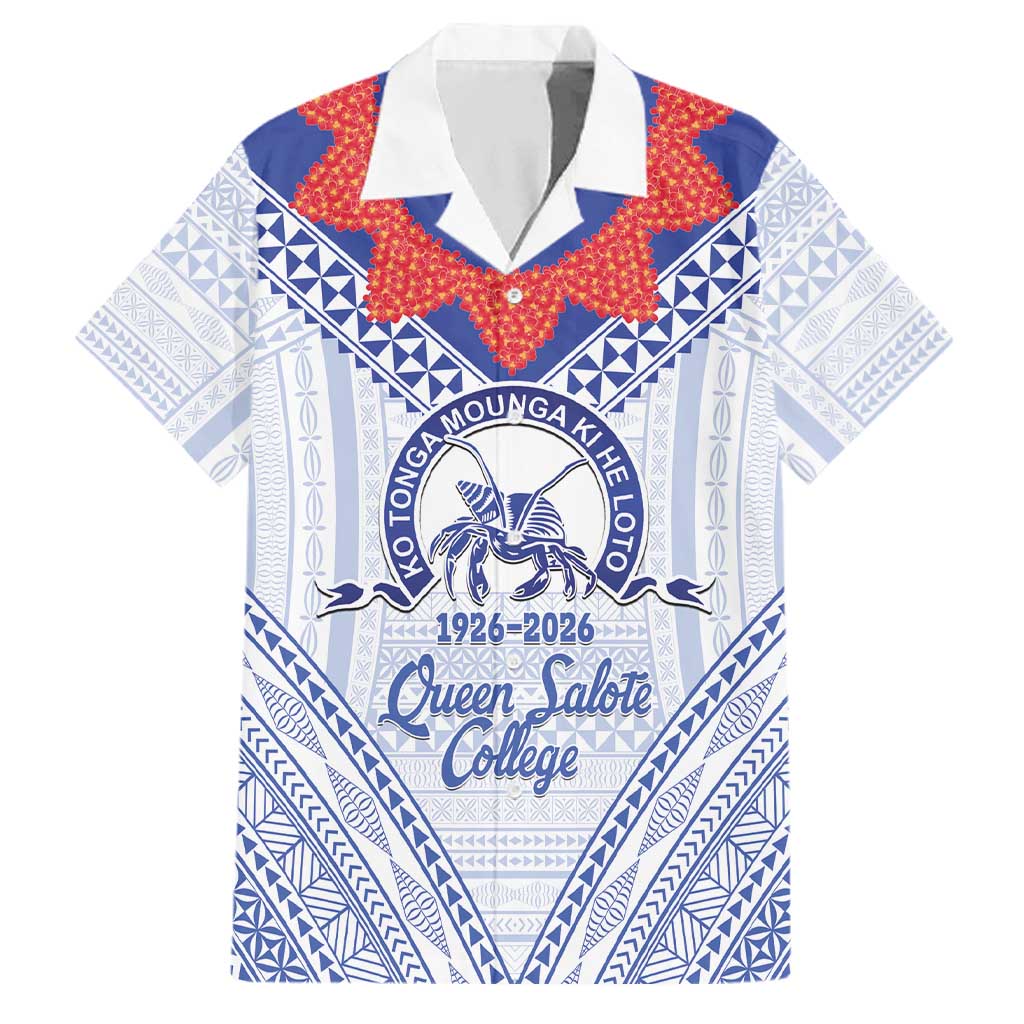 Queen Salote College 100 Years Personalized Family Matching Off Shoulder Maxi Dress and Hawaiian Shirt Tonga QSC Heilala Lei White Ngatu Pattern