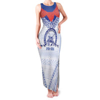 Queen Salote College 100 Years Personalized Family Matching Tank Maxi Dress and Hawaiian Shirt Tonga QSC Heilala Lei White Ngatu Pattern LT14 Mom's Dress White - Polynesian Pride