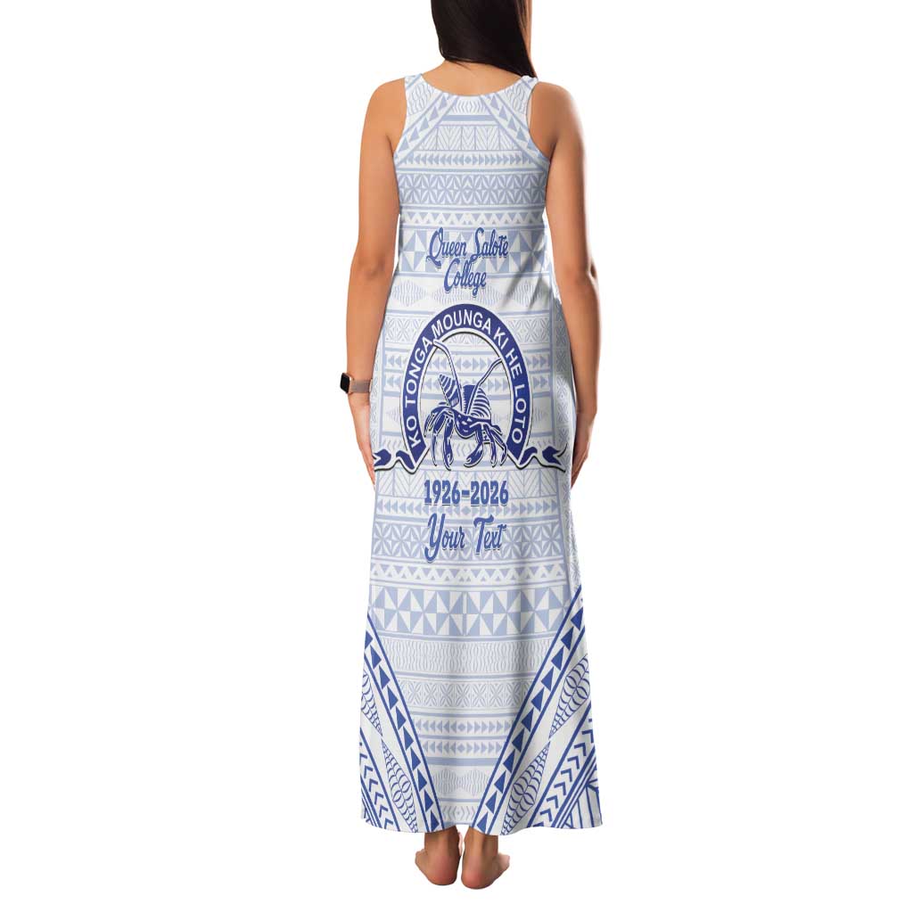 Queen Salote College 100 Years Personalized Family Matching Tank Maxi Dress and Hawaiian Shirt Tonga QSC Heilala Lei White Ngatu Pattern LT14 - Polynesian Pride