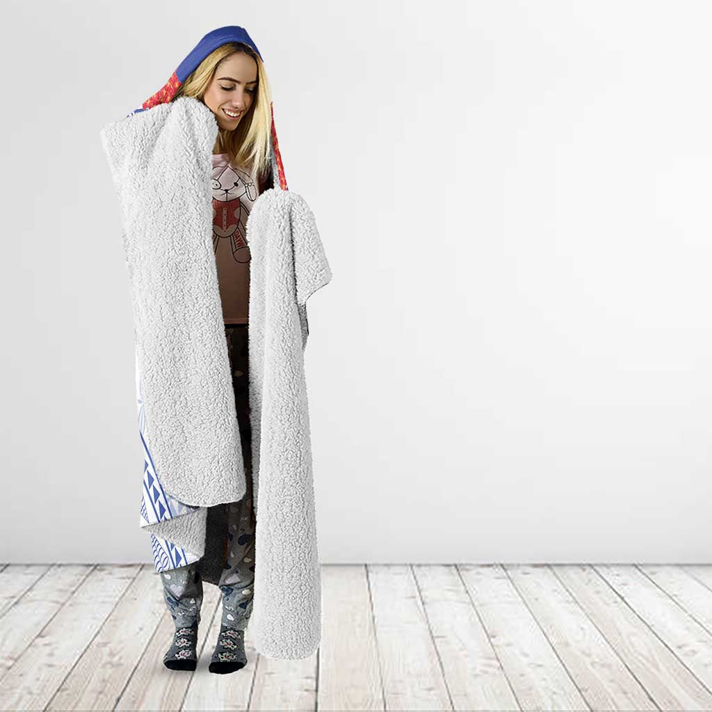 Queen Salote College 100 Years Personalized Hooded Blanket Tonga QSC Heilala Lei White Ngatu Pattern