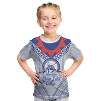 Queen Salote College 100 Years Personalized Kid T Shirt Tonga QSC Heilala Lei White Ngatu Pattern