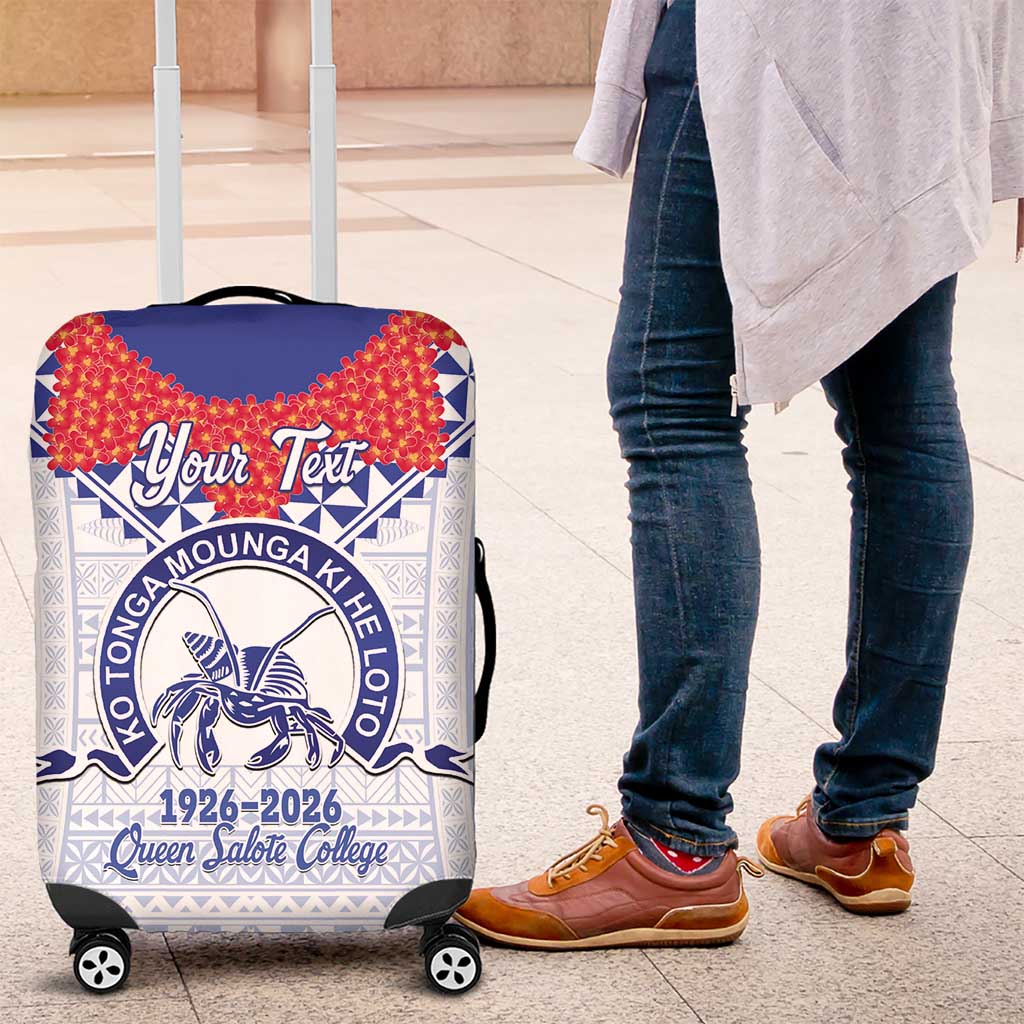 Queen Salote College 100 Years Personalized Luggage Cover Tonga QSC Heilala Lei White Ngatu Pattern