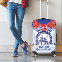 Queen Salote College 100 Years Personalized Luggage Cover Tonga QSC Heilala Lei White Ngatu Pattern