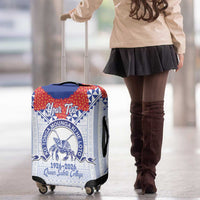 Queen Salote College 100 Years Personalized Luggage Cover Tonga QSC Heilala Lei White Ngatu Pattern