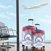 Queen Salote College 100 Years Personalized Luggage Cover Tonga QSC Heilala Lei White Ngatu Pattern