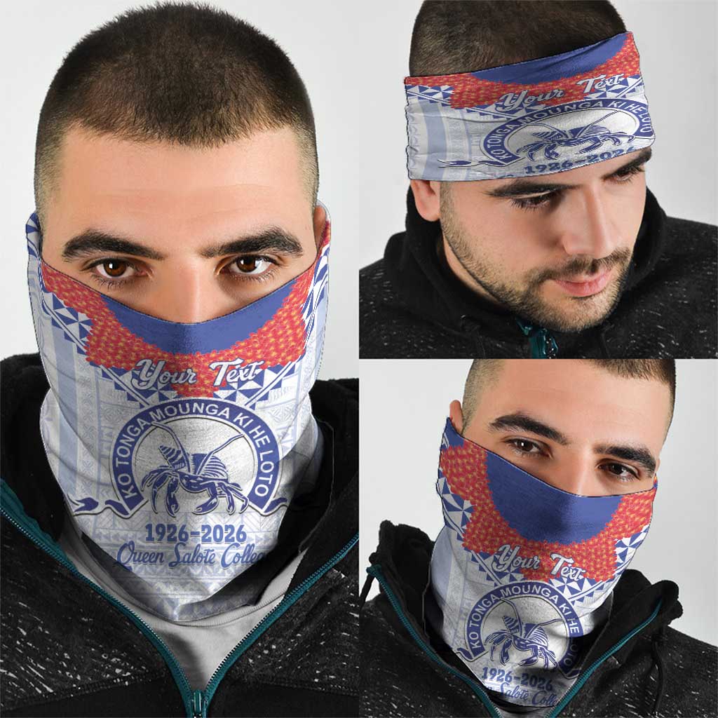 Queen Salote College 100 Years Personalized Neck Gaiter Tonga QSC Heilala Lei White Ngatu Pattern