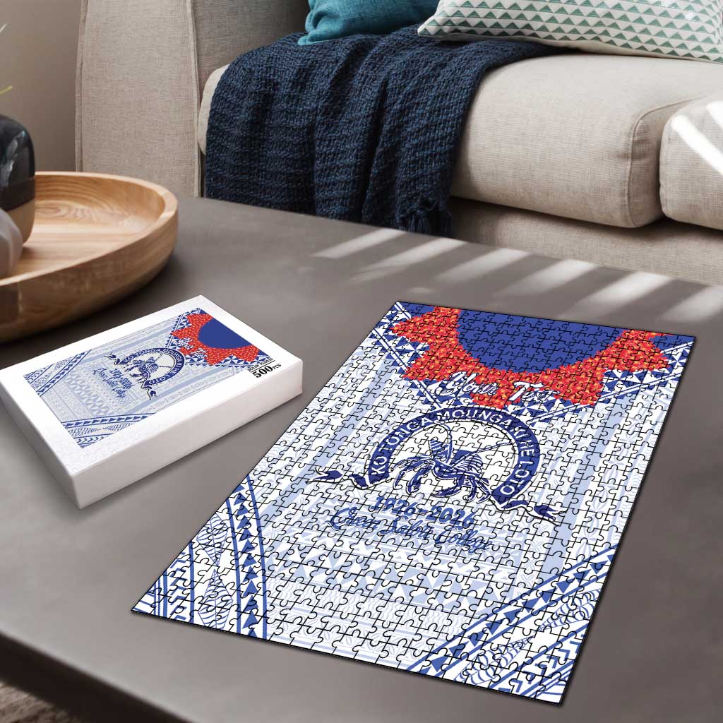 Queen Salote College 100 Years Personalized Puzzle Tonga QSC Heilala Lei White Ngatu Pattern