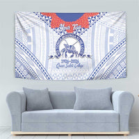 Queen Salote College 100 Years Personalized Tapestry Tonga QSC Heilala Lei White Ngatu Pattern