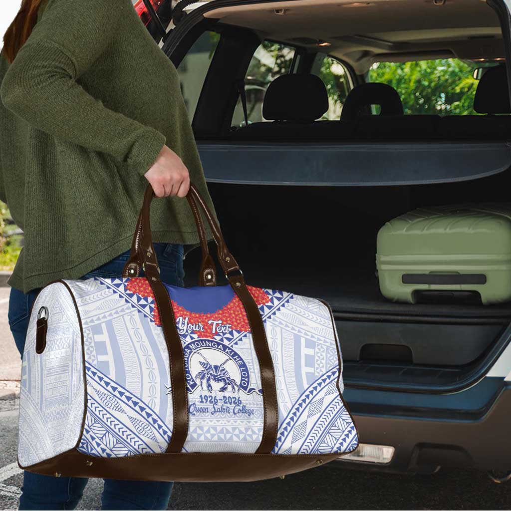 Queen Salote College 100 Years Personalized Travel Bag Tonga QSC Heilala Lei White Ngatu Pattern