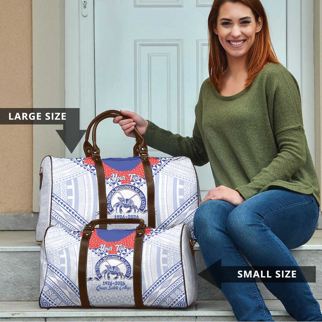 Queen Salote College 100 Years Personalized Travel Bag Tonga QSC Heilala Lei White Ngatu Pattern