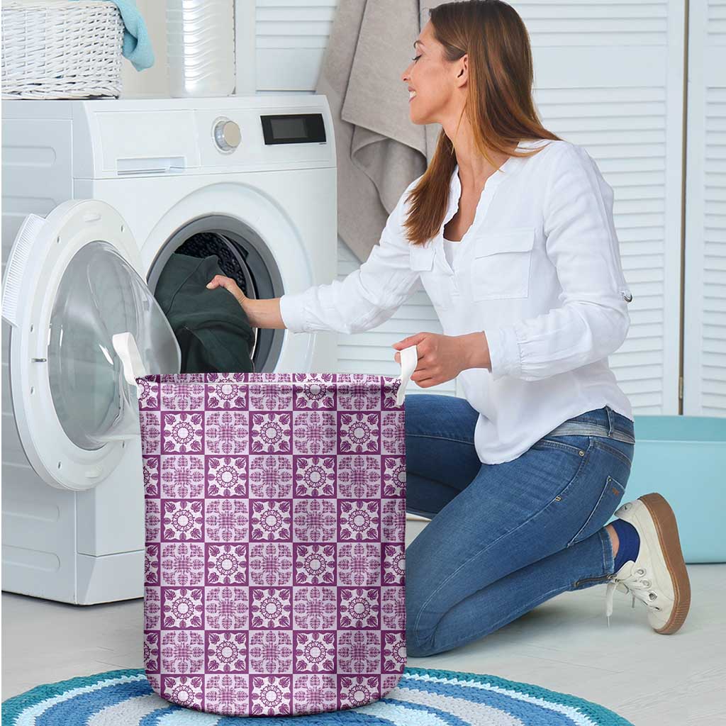 Poni Palaka Quilt Hawaii Laundry Basket Hawaiian Tropical Monstera Sea Turtle