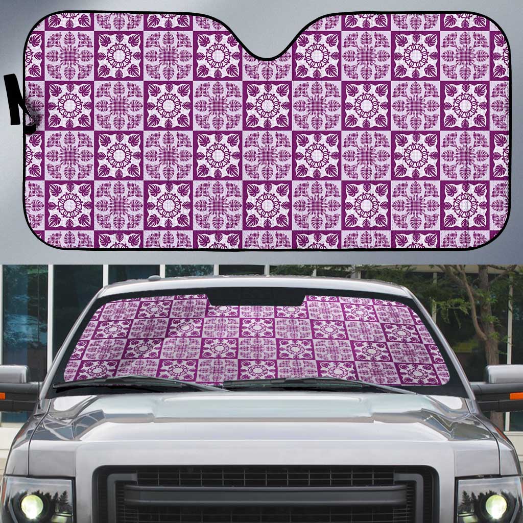 Poni Palaka Quilt Hawaii Auto Sun Shade Hawaiian Tropical Monstera Sea Turtle