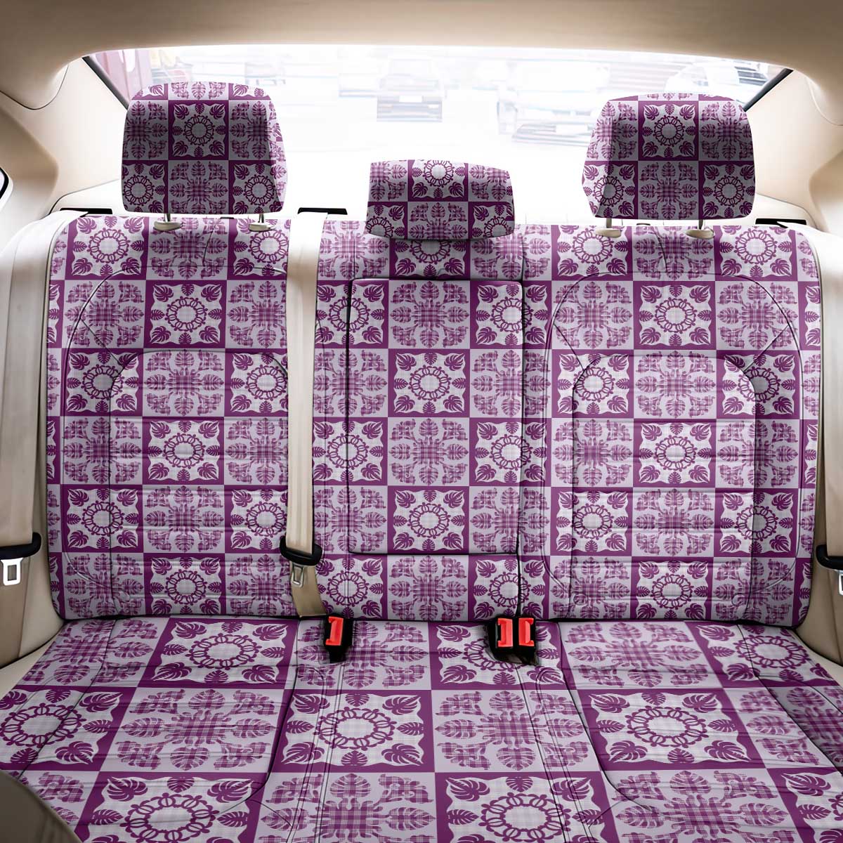 Poni Palaka Quilt Hawaii Back Car Seat Cover Hawaiian Tropical Monstera Sea Turtle