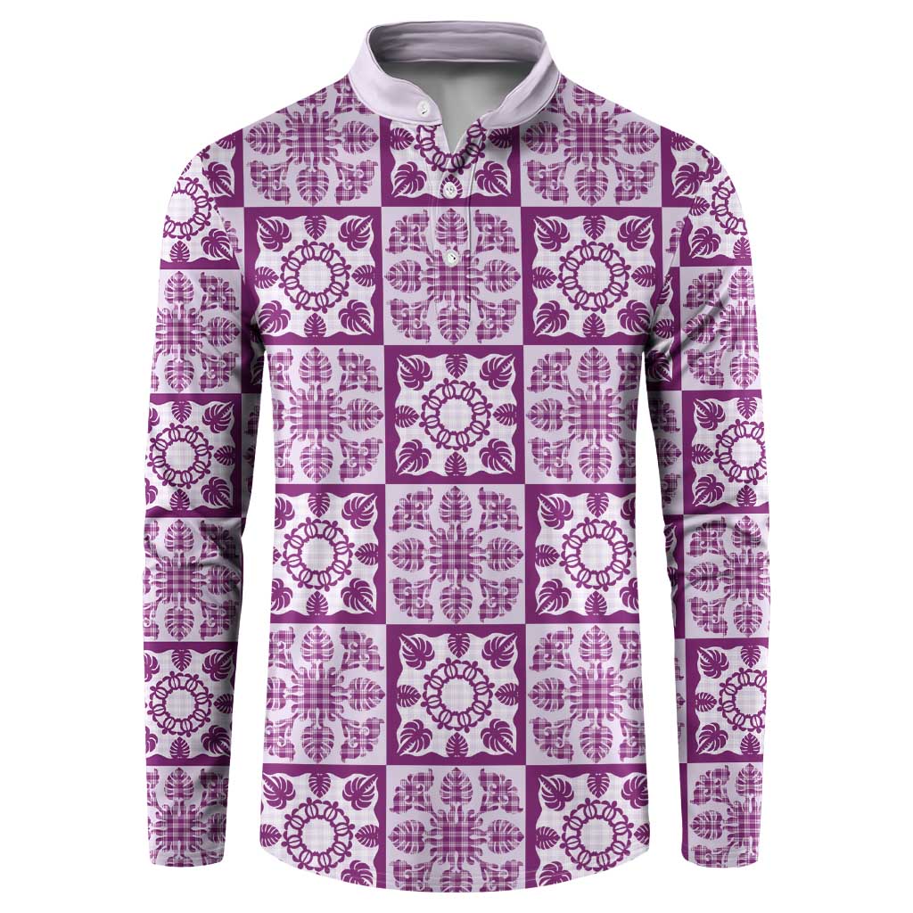 Poni Palaka Quilt Hawaii Button Sweatshirt Hawaiian Tropical Monstera Sea Turtle