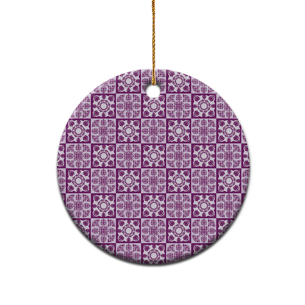 Poni Palaka Quilt Hawaii Ceramic Ornament Hawaiian Tropical Monstera Sea Turtle