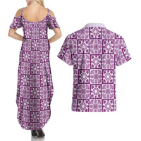 Poni Palaka Quilt Hawaii Couples Matching Summer Maxi Dress and Hawaiian Shirt Hawaiian Tropical Monstera Sea Turtle LT14 - Polynesian Pride