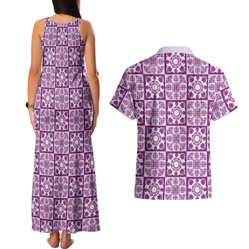 Poni Palaka Quilt Hawaii Couples Matching Tank Maxi Dress and Hawaiian Shirt Hawaiian Tropical Monstera Sea Turtle LT14 - Polynesian Pride