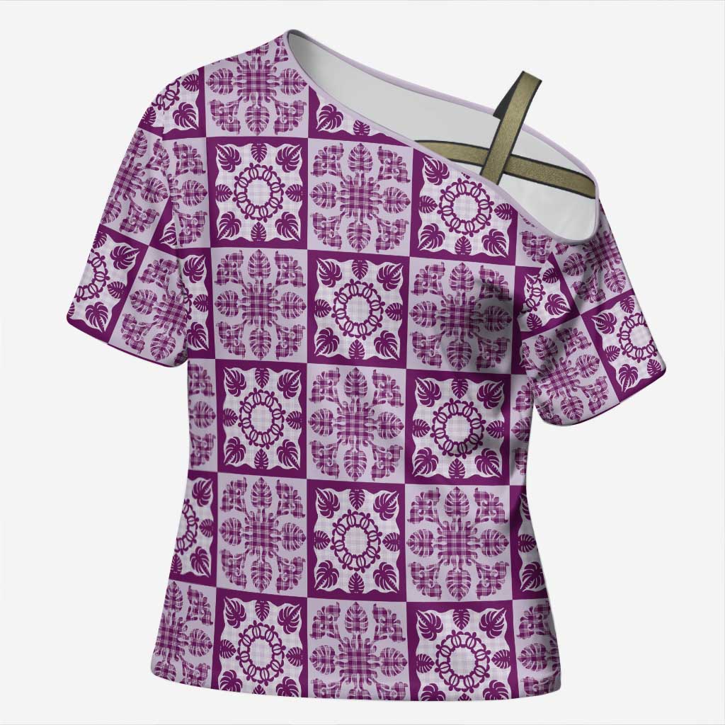 Poni Palaka Quilt Hawaii Cross Shoulder Shirt Hawaiian Tropical Monstera Sea Turtle